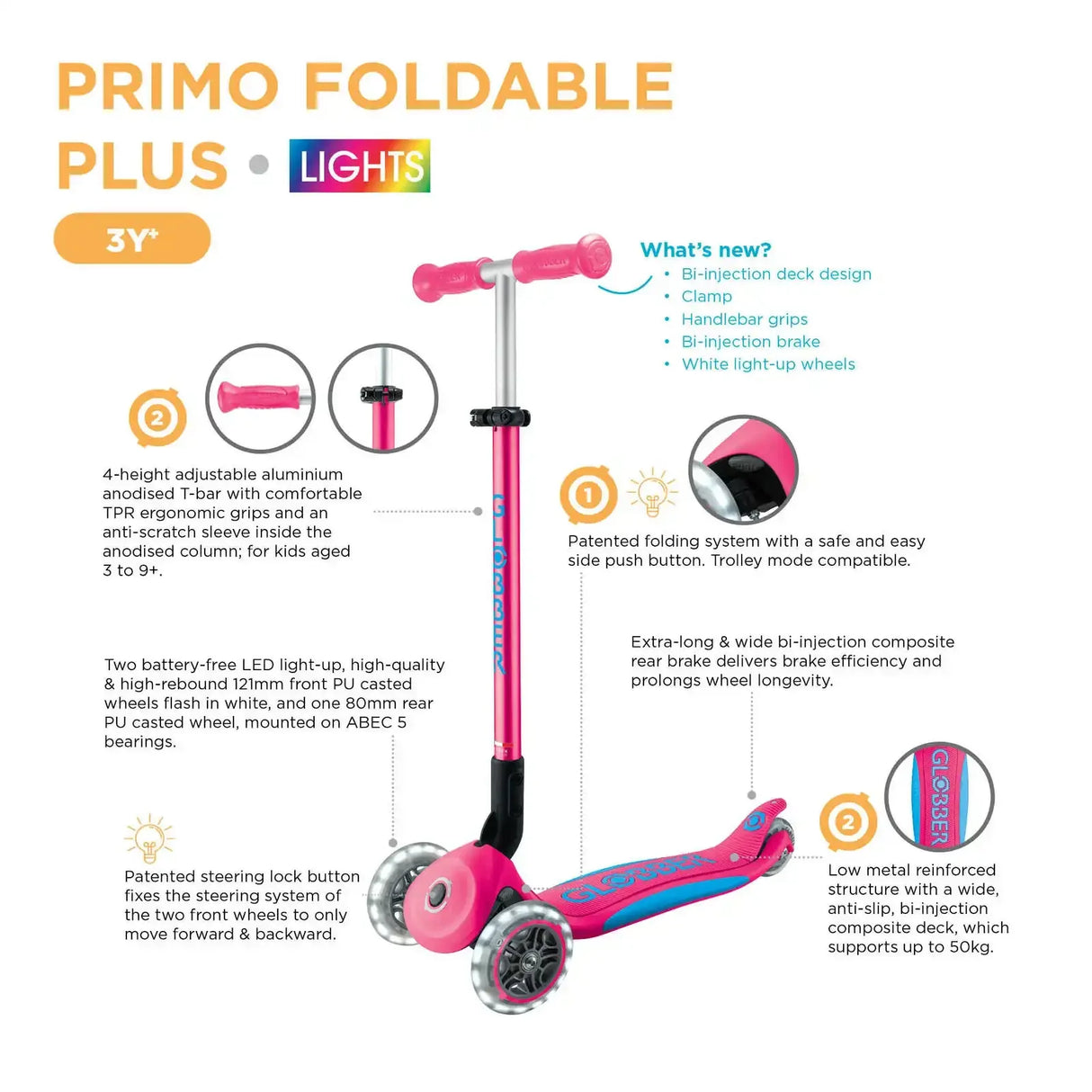 Globber | Primo Fold Plus With Lights Scooter V2