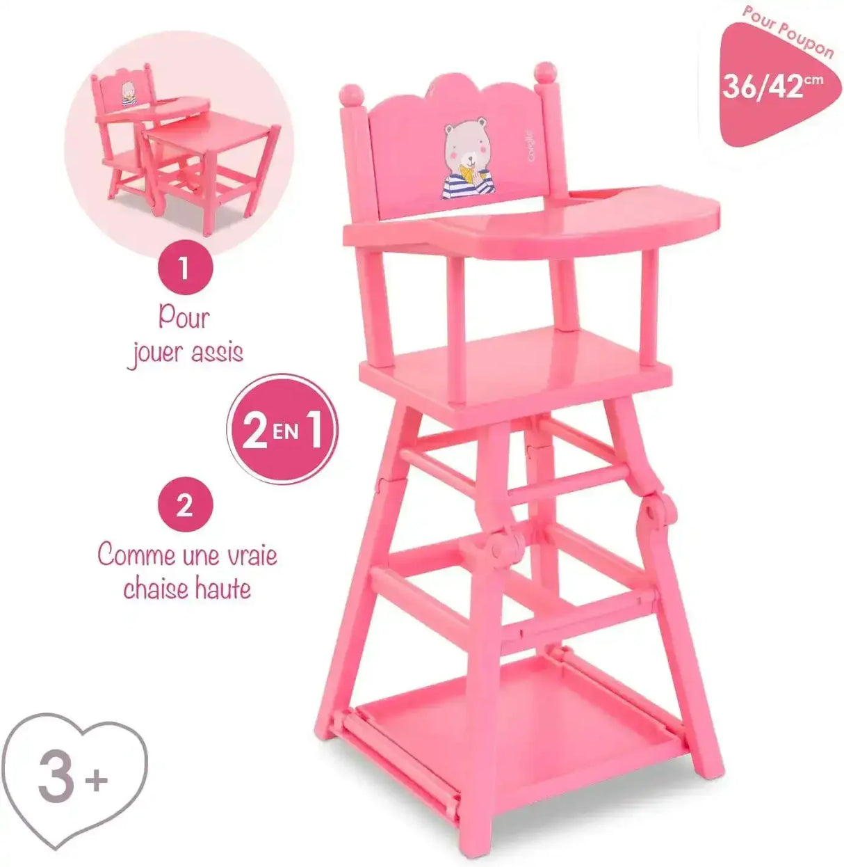 Corolle High Chair - Pink - Toybox Tales