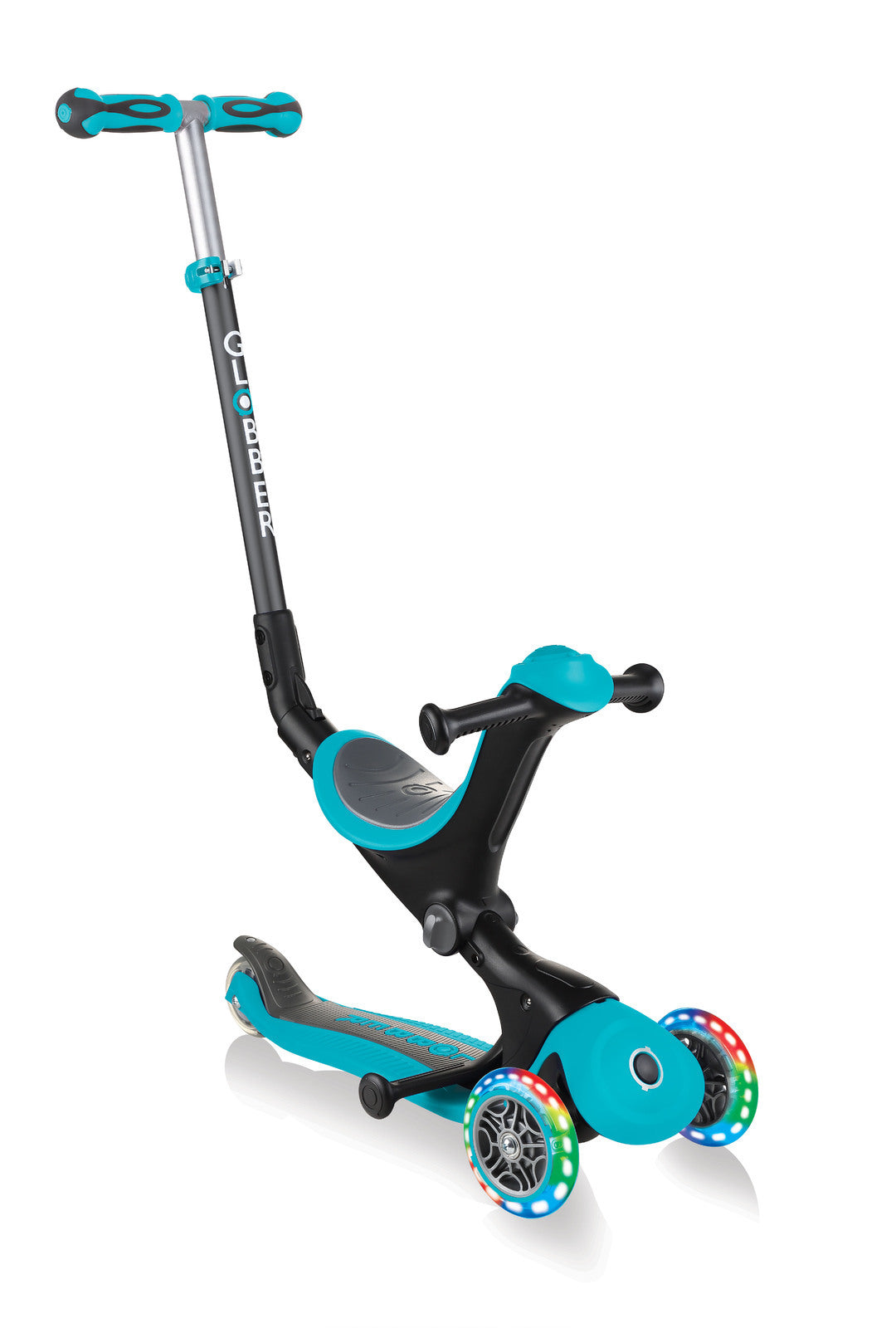 Globber GO UP Deluxe Convertible Scooter w Light up Wheels - Teal