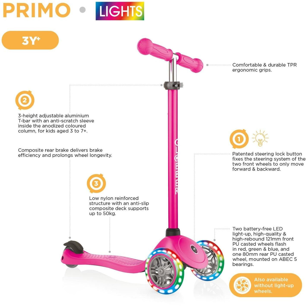 DAMAGED BOX Globber | Primo Scooter With Lights