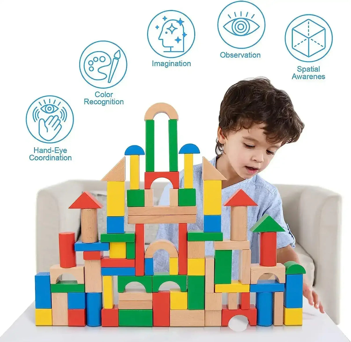 Tooky Toy | 100 Piece Wooden Block Set