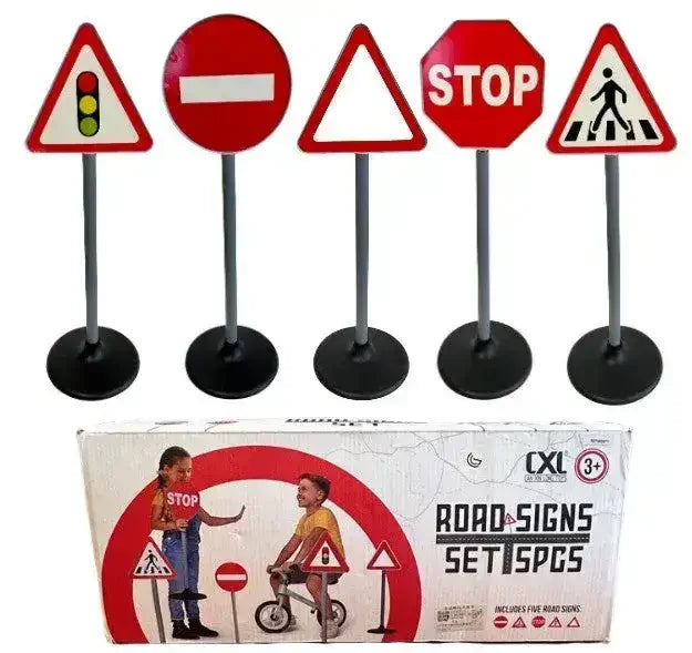 Road Sign Set - 70cm - 5 Pieces - Toybox Tales