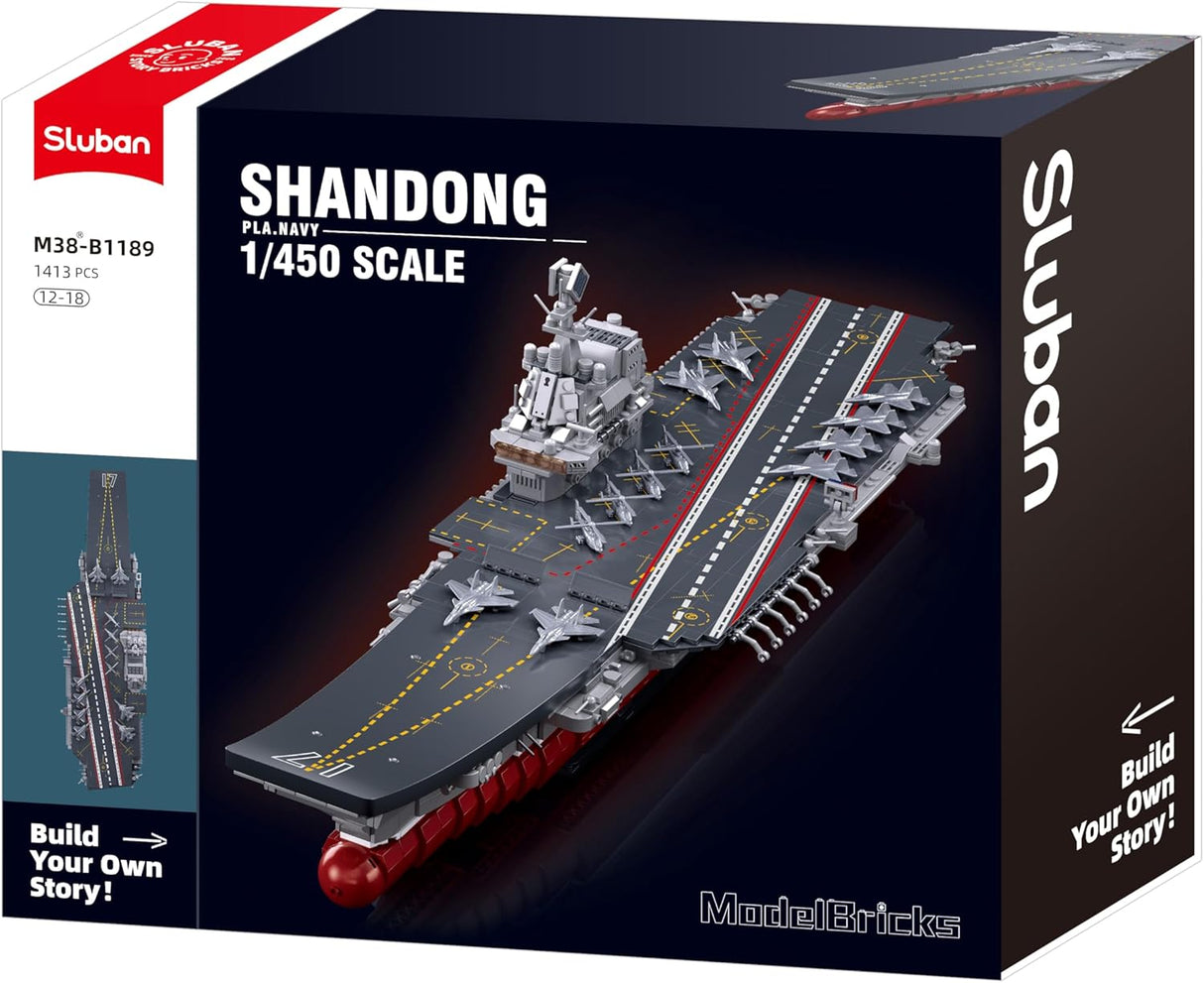 Sluban - Shandong Aircraft Carrier Model Kit 1413 Pcs Scale 1:450