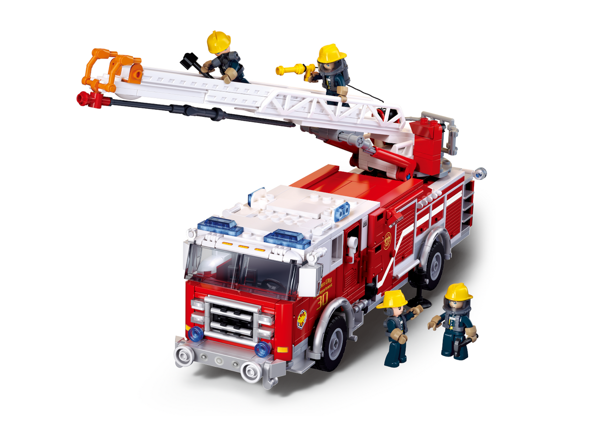 Sluban fire truck showing extendable ladder detail