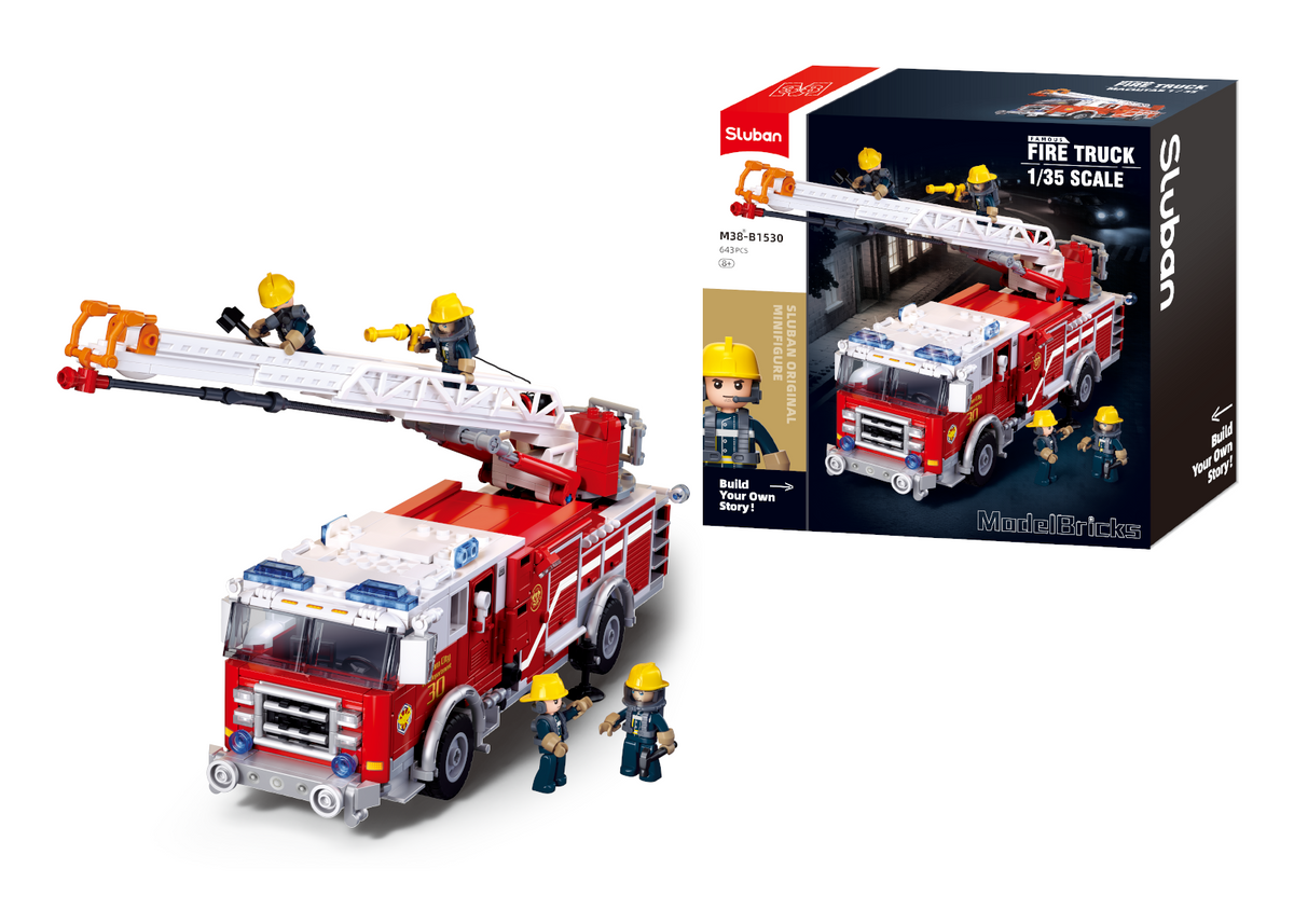 Sluban fire truck 1:35 scale model side view