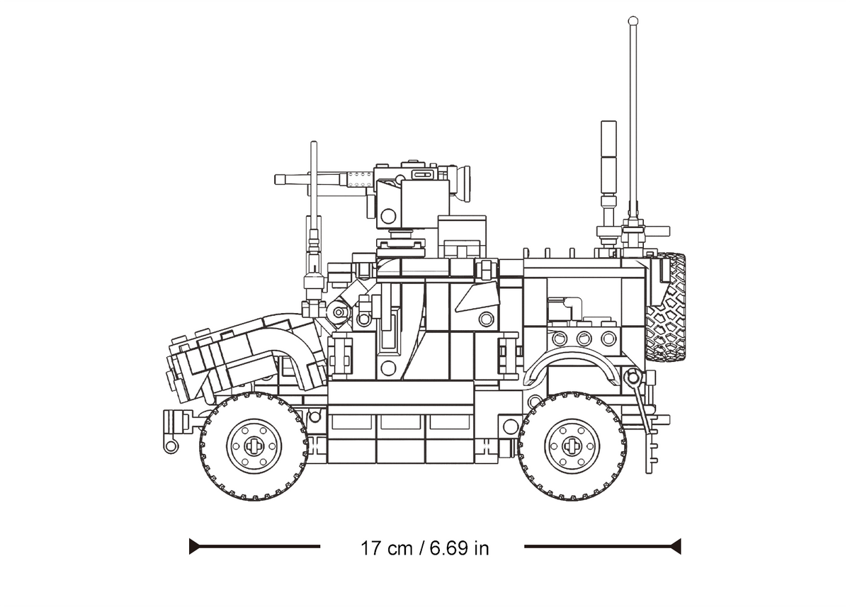Sluban M-ATVS model showing off-road tyres and armoured body detail