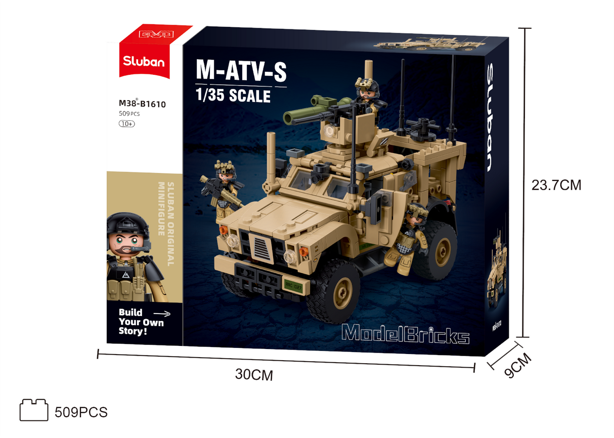 Sluban M-ATVS 1:35 scale model rear three quarter view