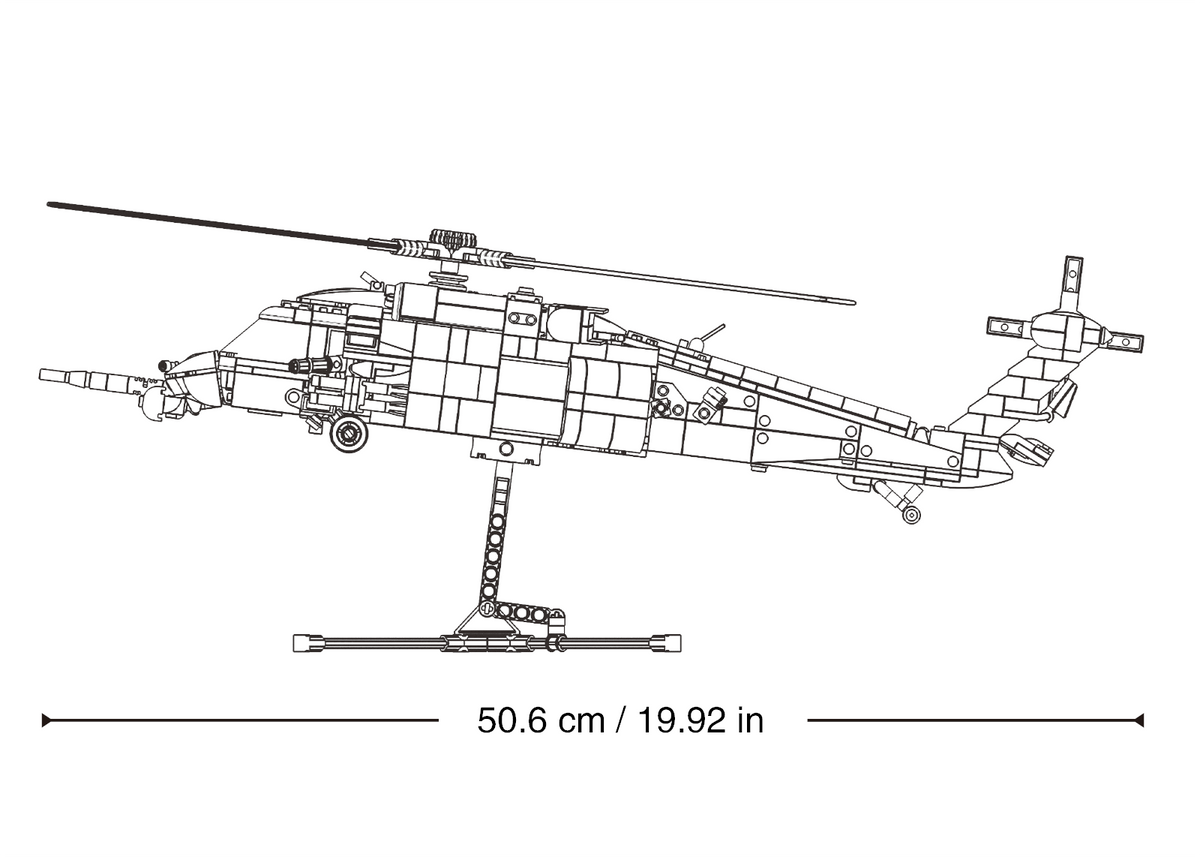 Sluban HH-60G Pave Hawk rescue helicopter brick model rear view