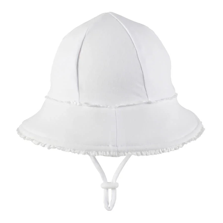 Toddler Bucket Hat Ruffle Trim - White