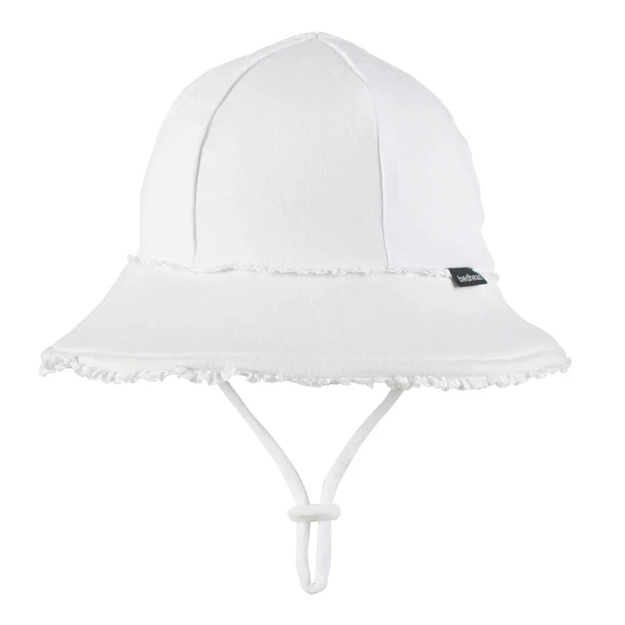 Toddler Bucket Hat Ruffle Trim - White