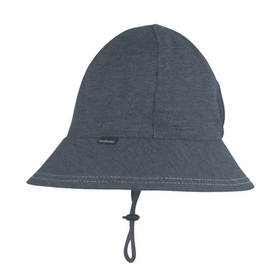 Ponytail Bucket Hat with Strap - Denim