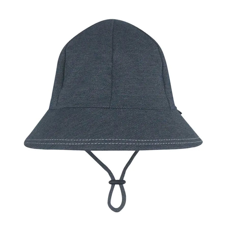 Ponytail Bucket Hat with Strap - Denim