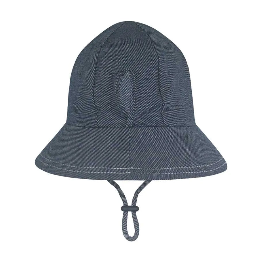 Ponytail Bucket Hat with Strap - Denim
