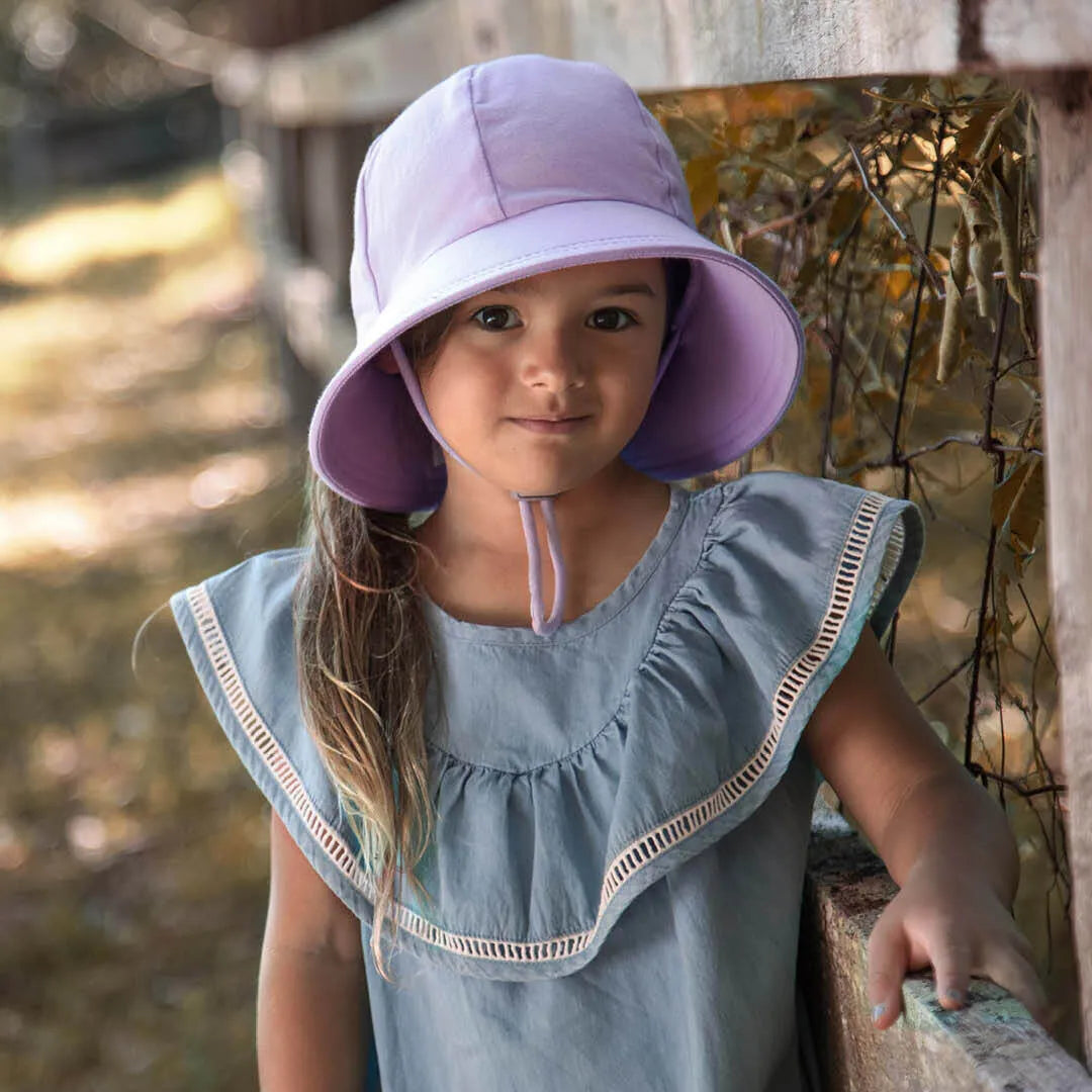 Ponytail Bucket Hat with Strap - Lilac