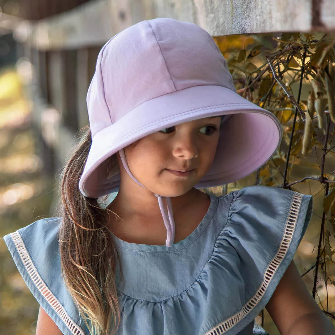 Ponytail Bucket Hat with Strap - Lilac