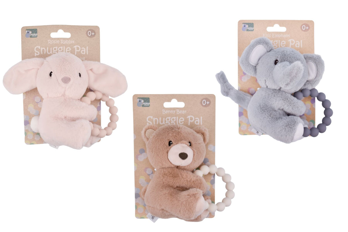 Snuggle Pal Animal With Silicone Teething Ring