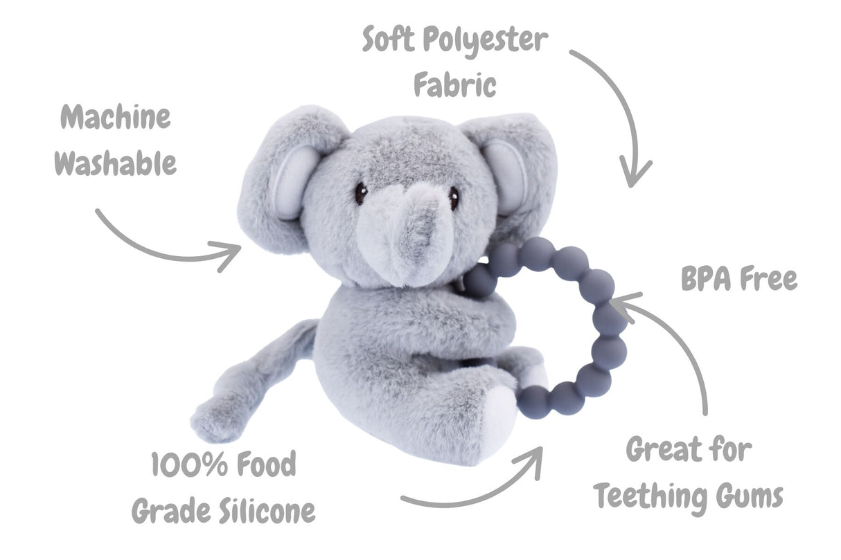 Snuggle Pal Animal With Silicone Teething Ring