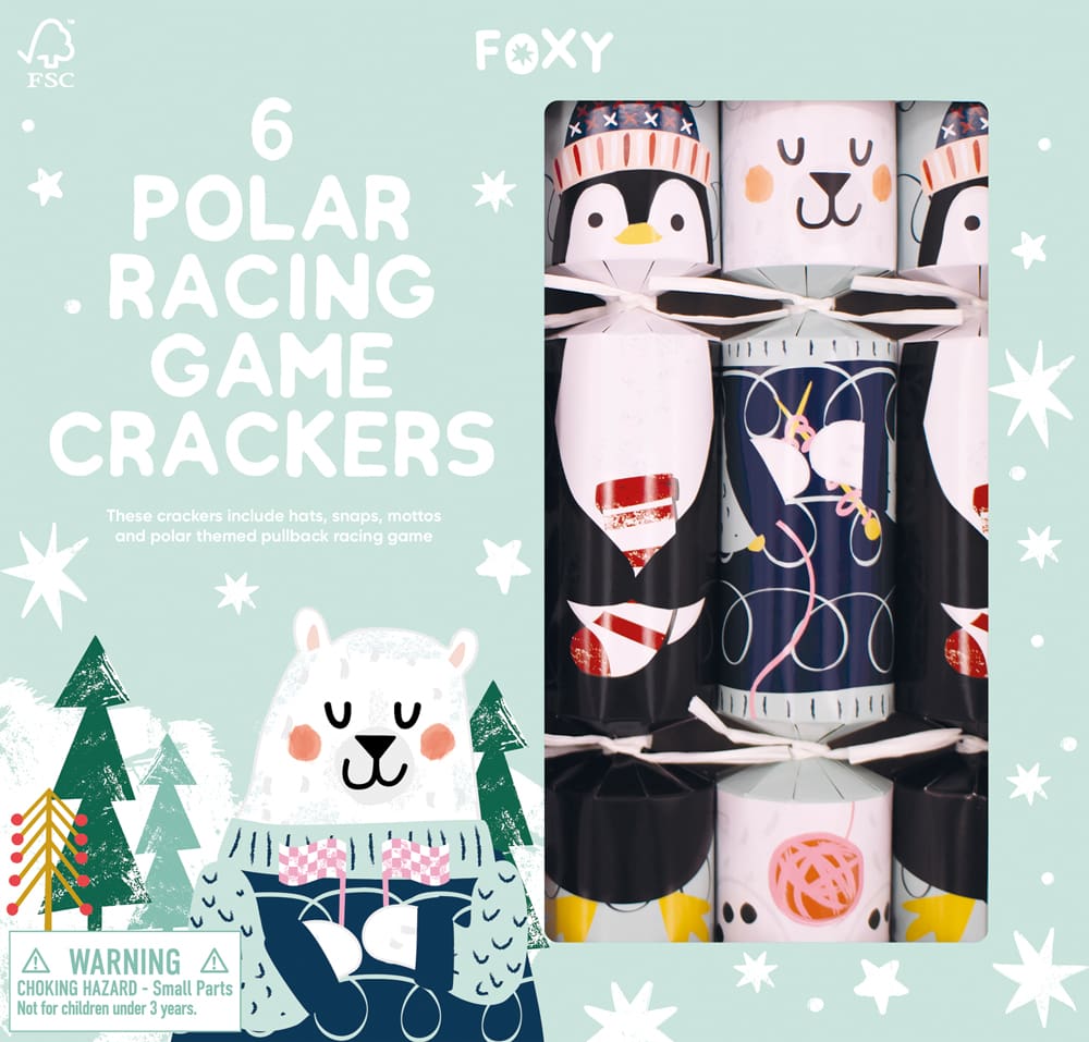 Christmas Crackers | Polar Racing Game | Pack of 6