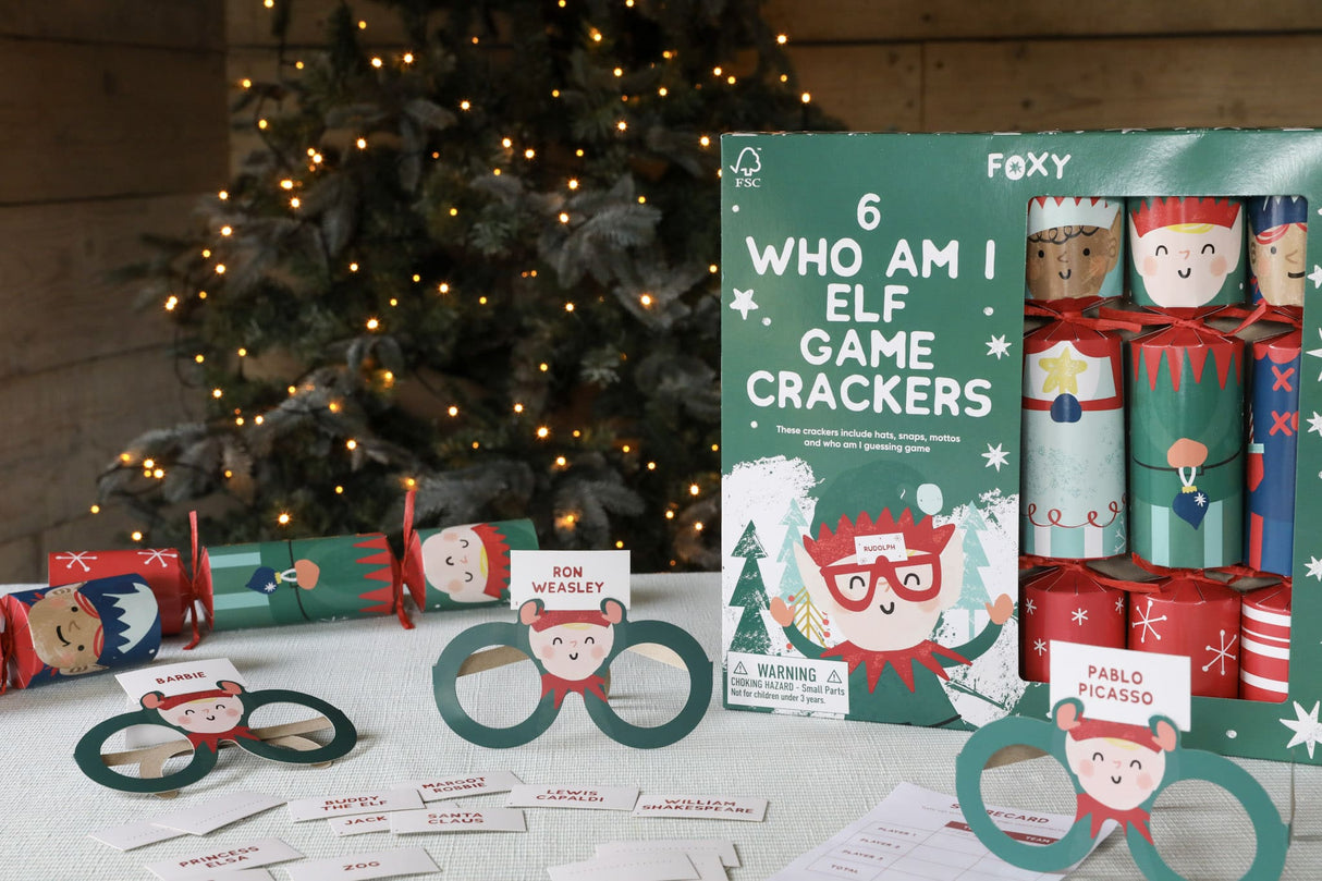 Christmas Crackers | Who Am I Elf Game | Pack of 6
