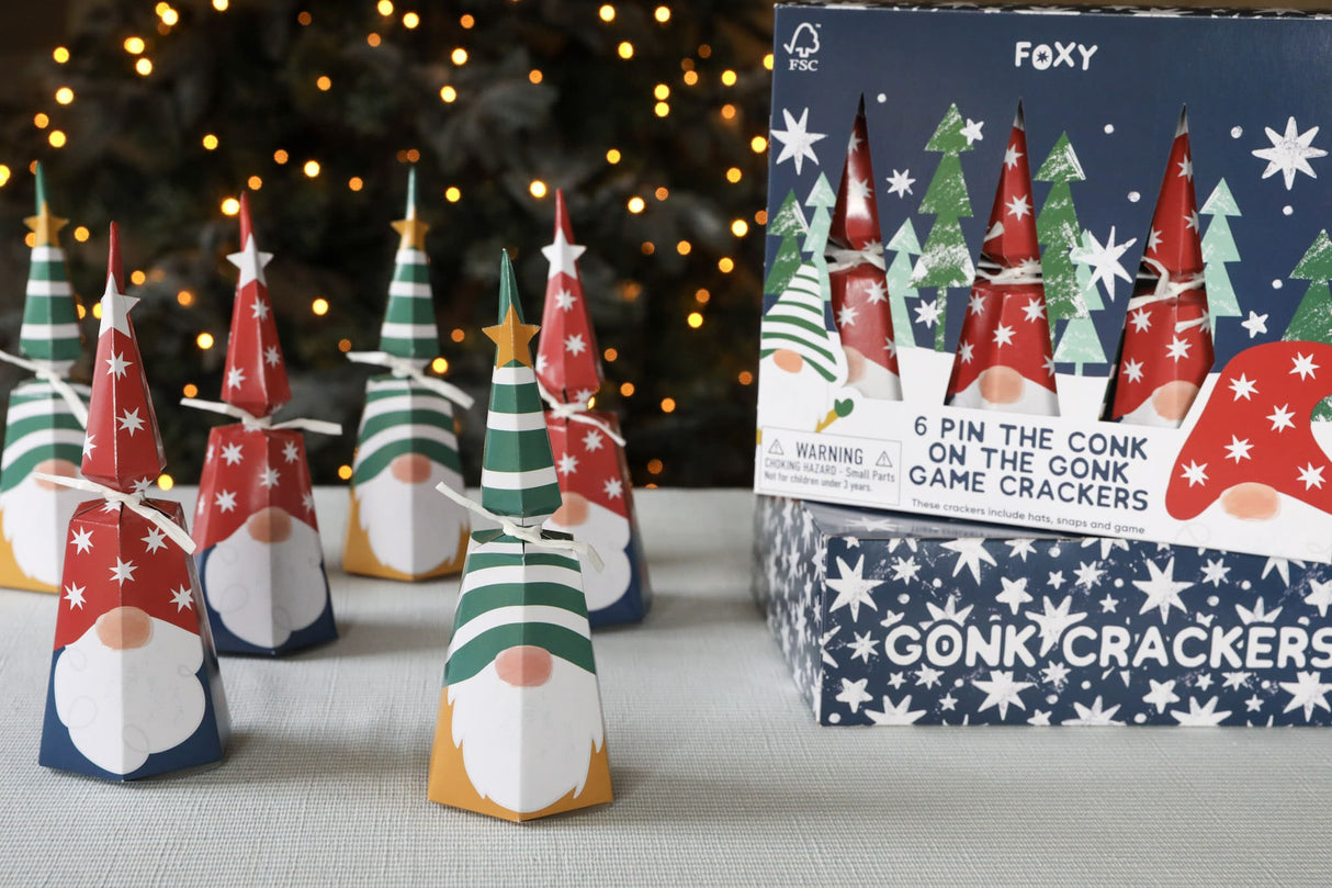 Christmas Crackers | Pin the Conk on the Gonk | Pack of 6