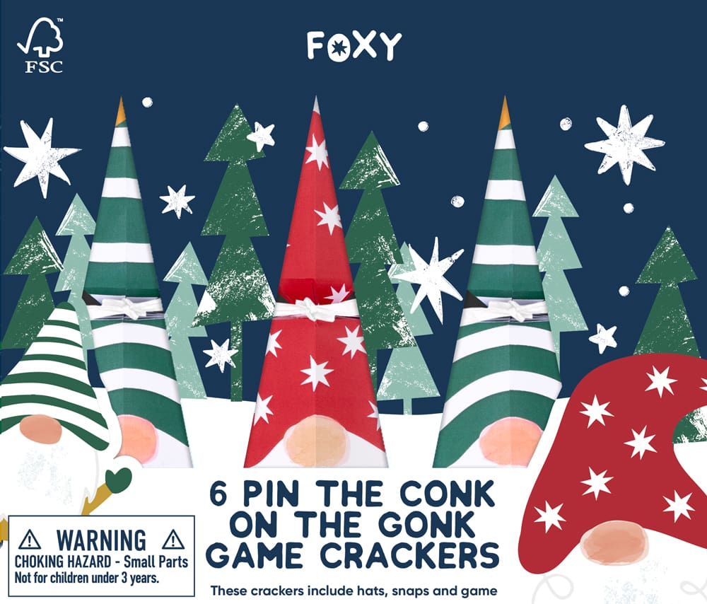 Christmas Crackers | Pin the Conk on the Gonk | Pack of 6