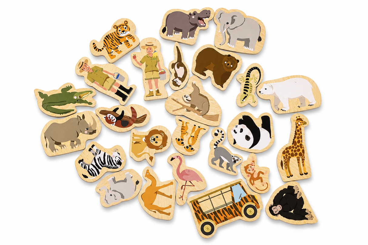 Fridge Friends Zoo Animals Magnets 25 Pieces