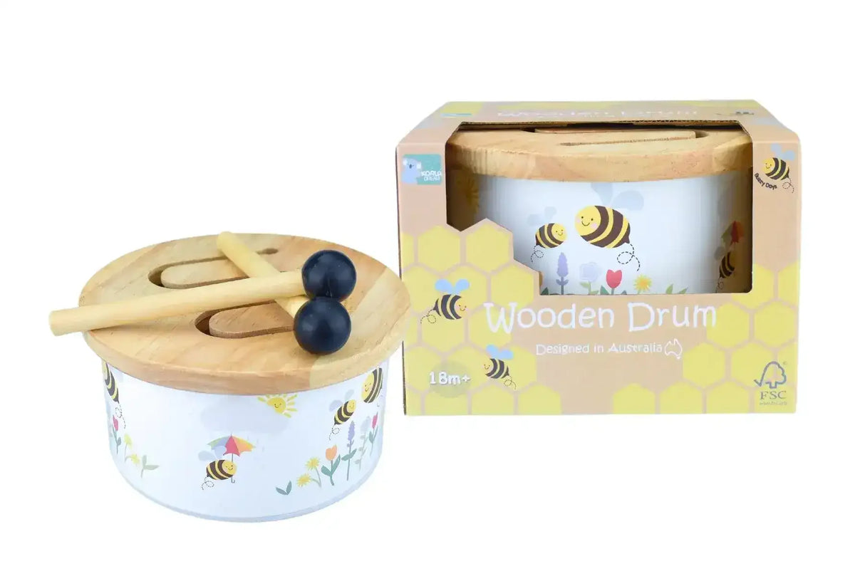 Buzzy Days Bee Wooden Drum - Toybox Tales