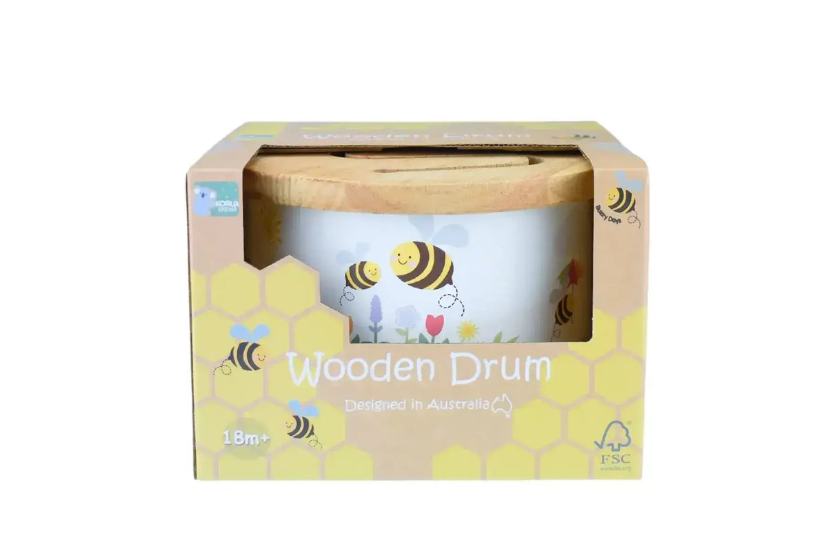 Buzzy Days Bee Wooden Drum - Toybox Tales