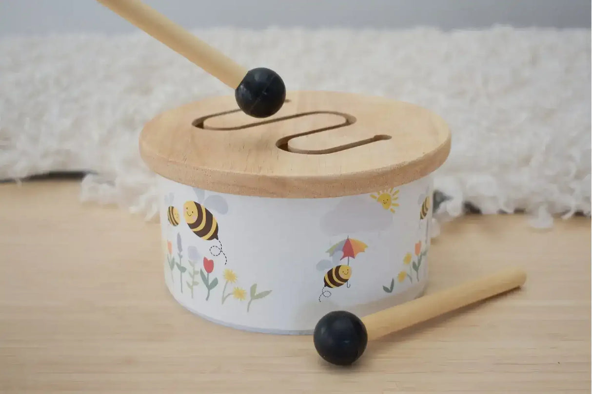 Buzzy Days Bee Wooden Drum - Toybox Tales