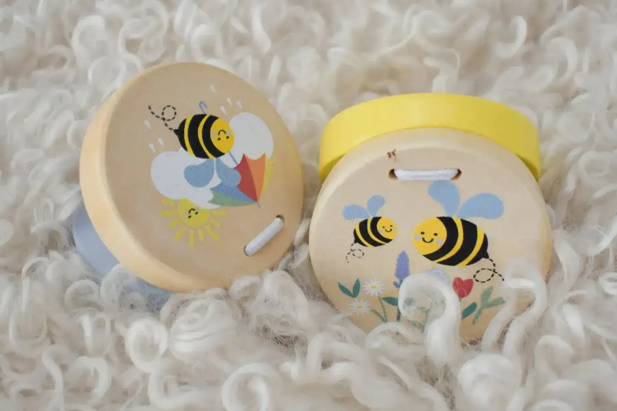 Buzzy Days Bee Wooden Castanets - Toybox Tales