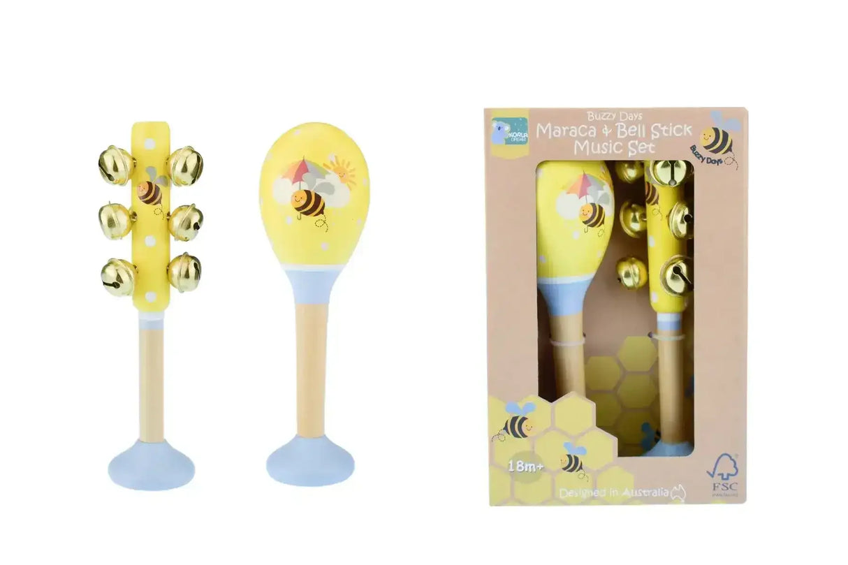 Buzzy Days Bee Maraca and Bellstick Set - Toybox Tales