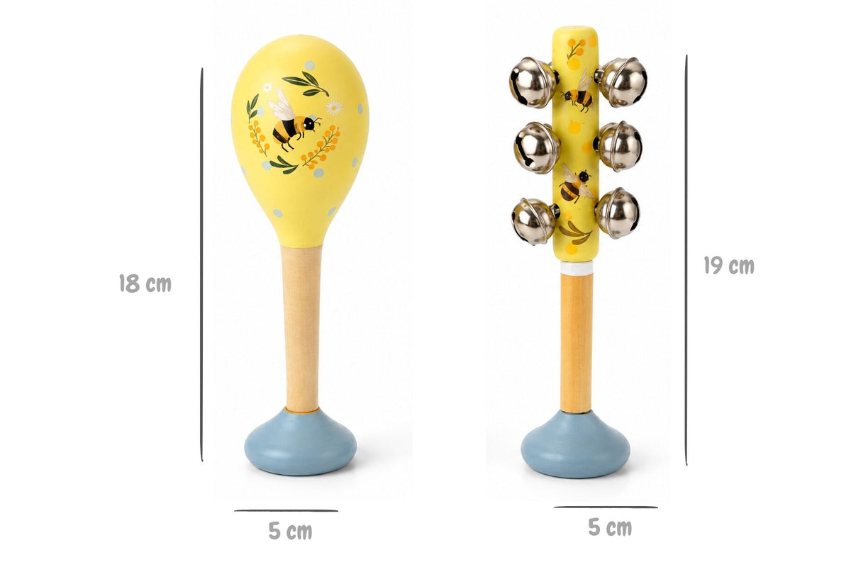 Buzzy Days Bee Aussie Floral Maraca and Bellstick Set