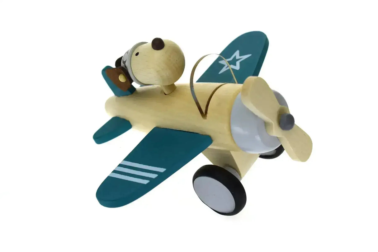 Retro Plane With Cute Dog Driver - Large - Toybox Tales