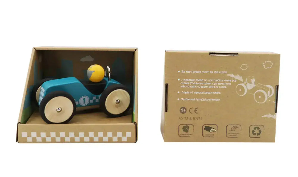 Retro Racing Car Blue - Large - Toybox Tales