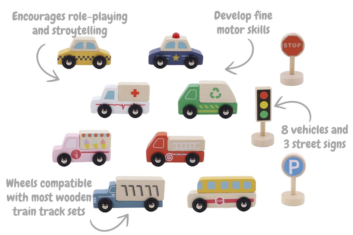 Wooden Box Transportation & Street Sign Set