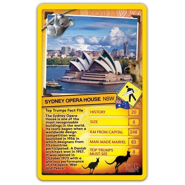 Top Trumps Australia card game cards