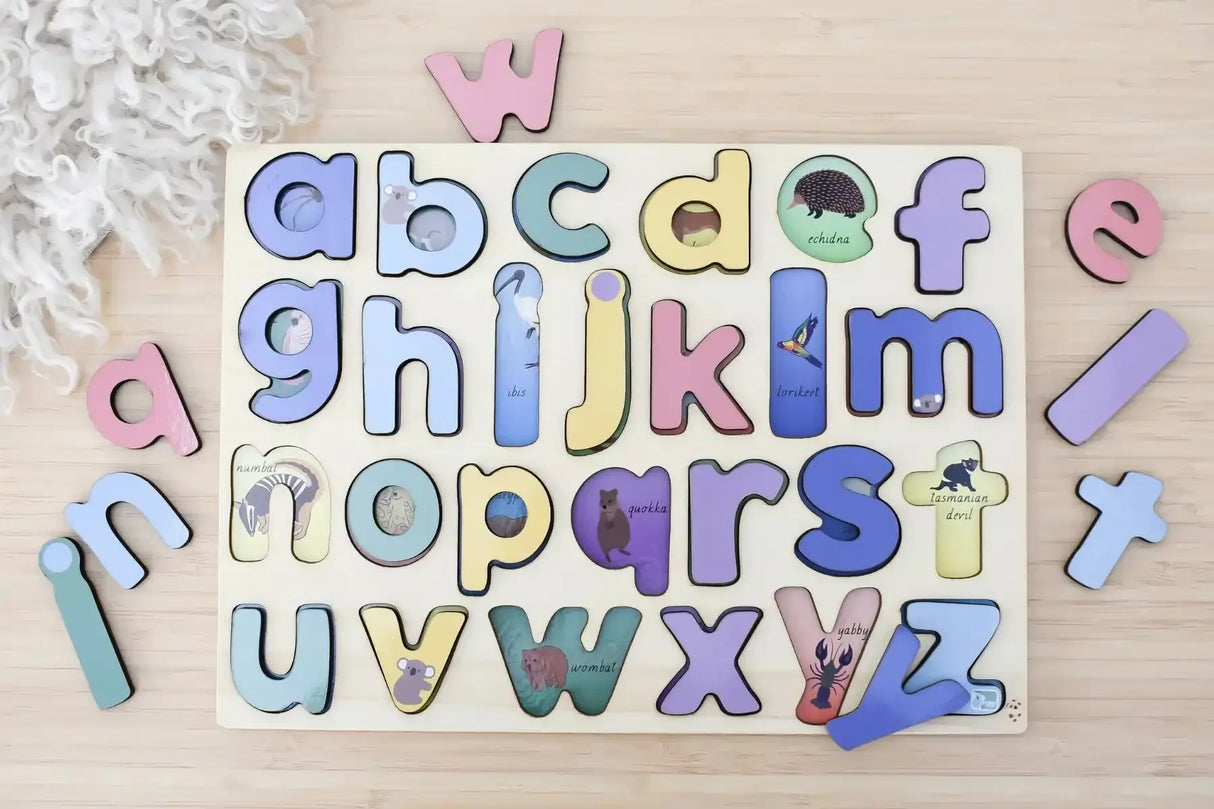 Australian Animals Lowercase Alphabet Wooden Puzzle