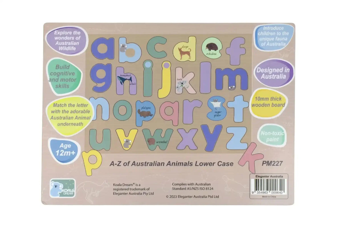 Australian Animals Lowercase Alphabet Wooden Puzzle