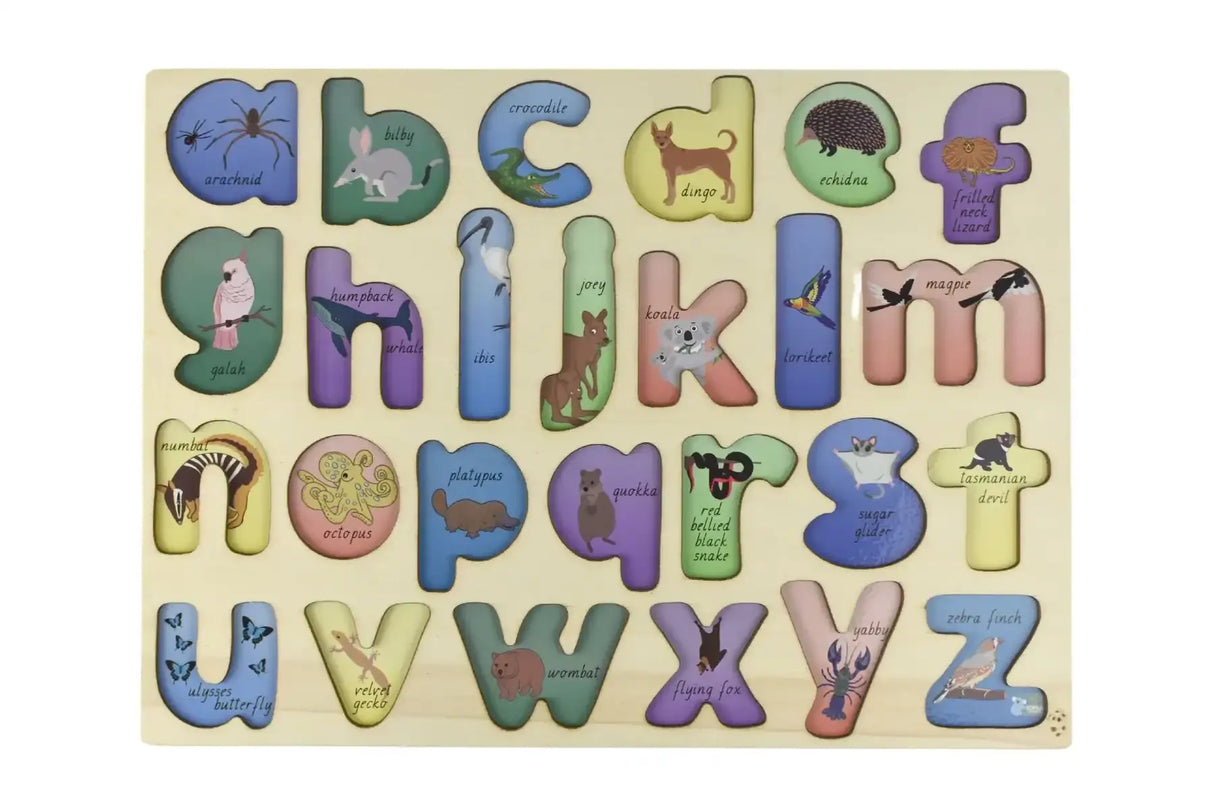 Australian Animals Lowercase Alphabet Wooden Puzzle