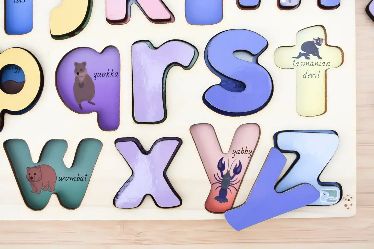 Australian Animals Lowercase Alphabet Wooden Puzzle