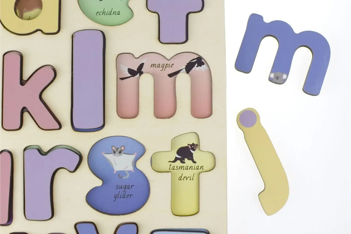 Australian Animals Lowercase Alphabet Wooden Puzzle