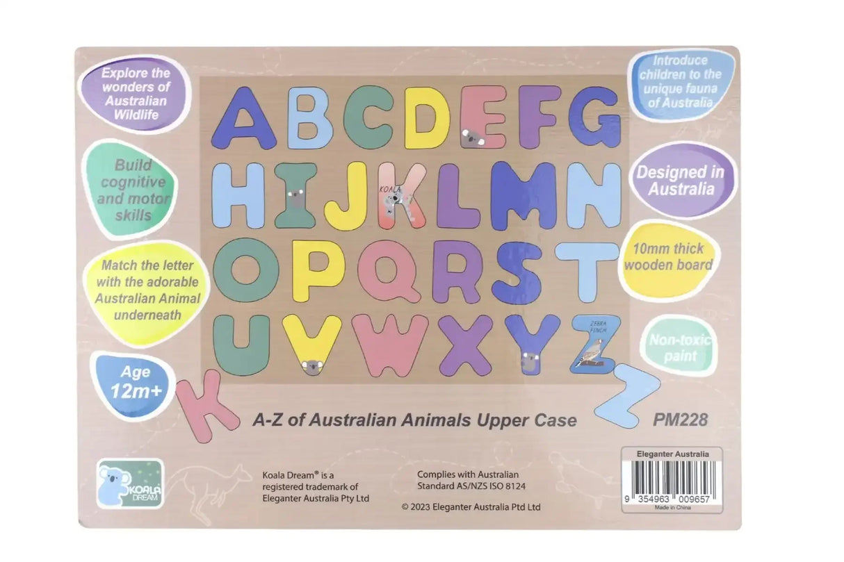 Australian Animals Uppercase Alphabet Wooden Puzzle