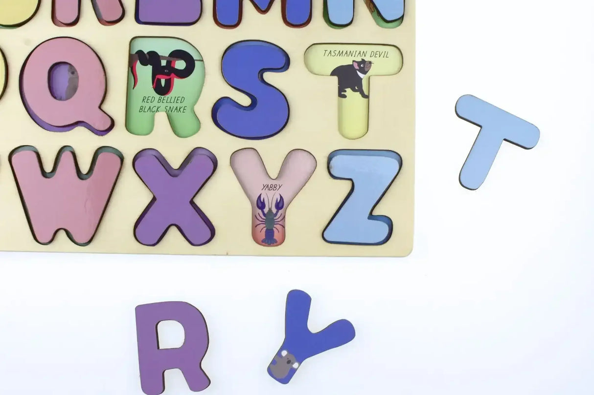 Australian Animals Uppercase Alphabet Wooden Puzzle