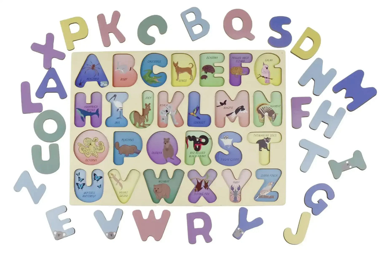 Australian Animals Uppercase Alphabet Wooden Puzzle