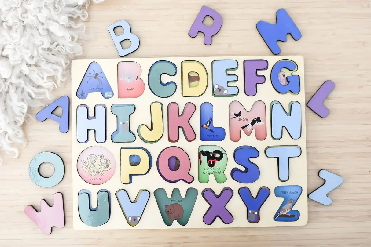 Australian Animals Uppercase Alphabet Wooden Puzzle