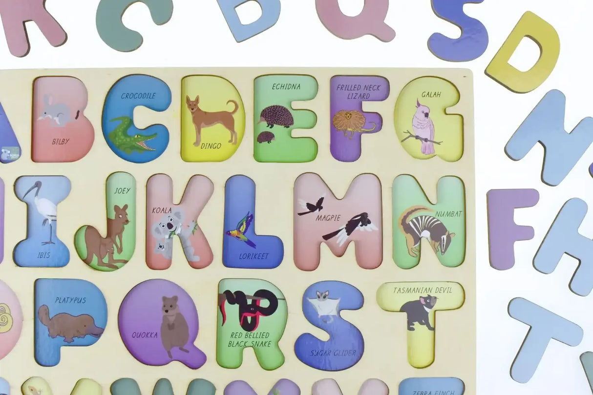 Australian Animals Uppercase Alphabet Wooden Puzzle
