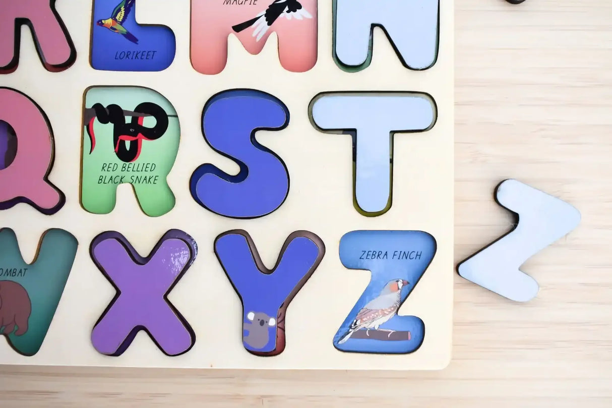 Australian Animals Uppercase Alphabet Wooden Puzzle