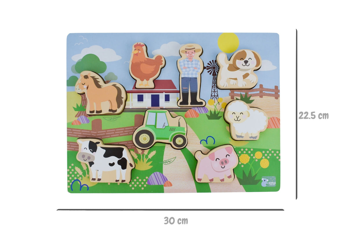 Wooden Chunky Aussie Farm Animal Puzzle