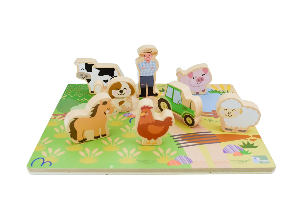 Wooden Chunky Aussie Farm Animal Puzzle