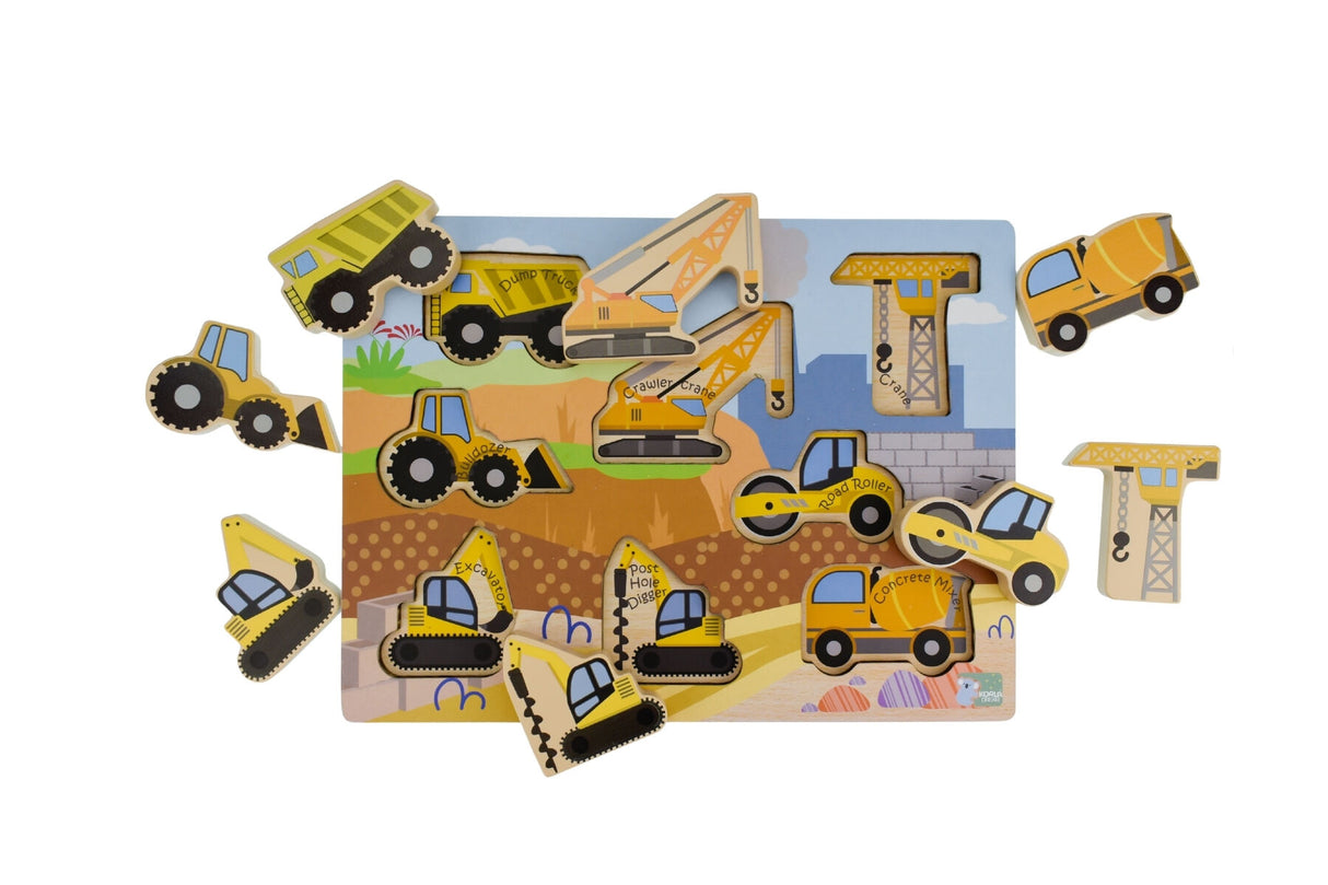 Wooden Chunky Construction Vehicle Puzzle